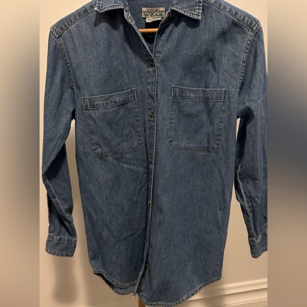 Vintage Denim Collared Button Down Shirt Small